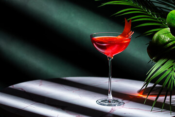Golden Gate Spritz alcoholic cocktail drink with bitters, grapefruit juice, sparkling wine and...