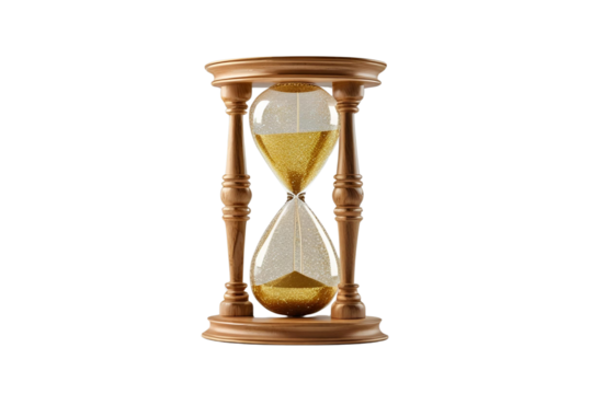 New style golden hourglass isolated on transparent background