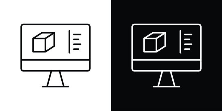 Computer simulation icon Logo Template. lianer pictogram set.