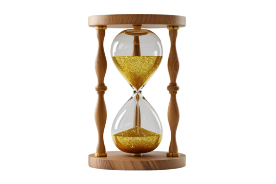 New style golden hourglass isolated on transparent background - Powered by Adobe