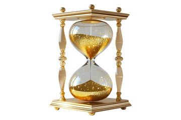 New style golden hourglass isolated on transparent background