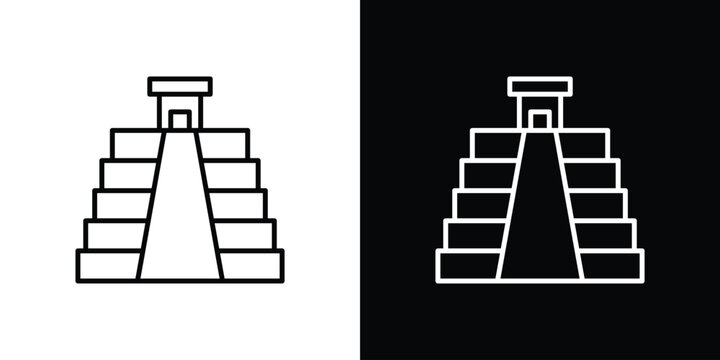 Chichen Itza icon Logo Template. lianer pictogram set.