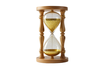 New style golden hourglass isolated on transparent background