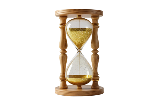 New style golden hourglass isolated on transparent background - Powered by Adobe