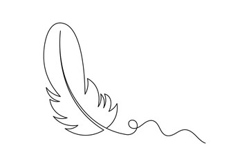 Continuous Line Feather Vector Minimalist Quill Pen Drawing for Logos and Design Projects