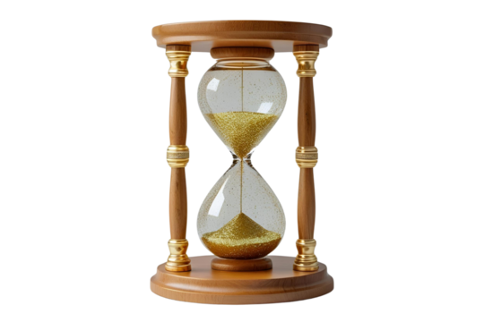 New style golden hourglass isolated on transparent background