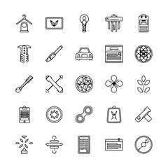 Outlined icons are arranged in a fivebyfive grid on a white background