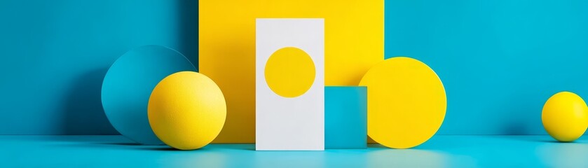 Vibrant still life, yellow and white eggs on a blue backdrop yellow