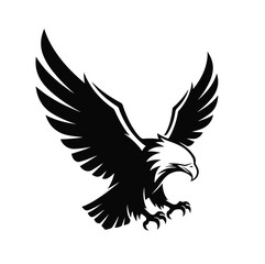 Naklejka premium Powerful eagle logo in a dynamic flying or swooping pose vector design icon symbol illustration
