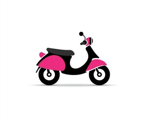 Side view of a pink and black scooter