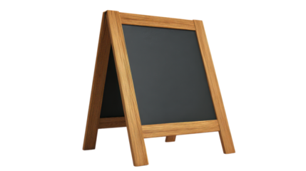 Blank Wooden A Frame Blackboard Sign on Transparent Background