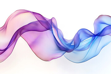 Fototapeta premium This image showcases a dynamic abstract design of flowing fabric in vibrant shades of purple and blue, set against a clean white background.