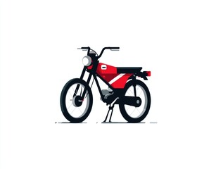 Obraz premium Profile view of a retro motorcycle, red and black. Simple, flat design