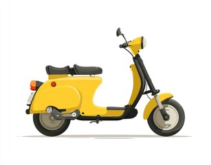 Yellow vintage scooter side view