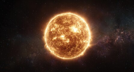 Obraz premium Fiery sun in vast space
