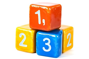 Three colorful numbered blocks, stacked to represent the top three positions in a ranking or competition