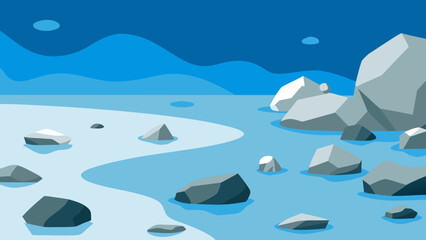 Shoreline with Jumble of Massive Ice Scoured Rocks Nature Beauty