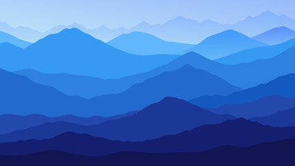 Beautiful Layers Of Distant Mountains Fading Into A Very Soft And Hazy Blue Sky