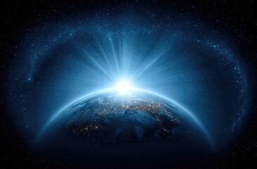 Obraz premium Earth rising, sunrise from space