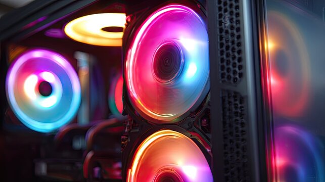RGB computer fans in a PC case