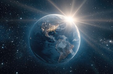 Fototapeta premium Earth from space, sunlit (1)