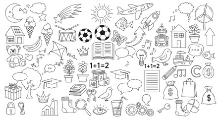 HandDrawn Doodle Collection Educational and Everyday Life Objects