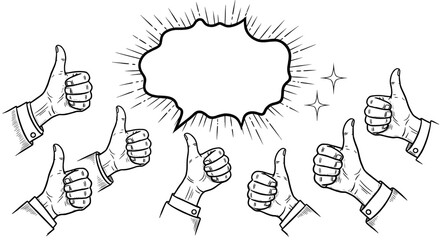 Thumbs Up Graphic Positive Feedback Illustration Hand Drawn Design