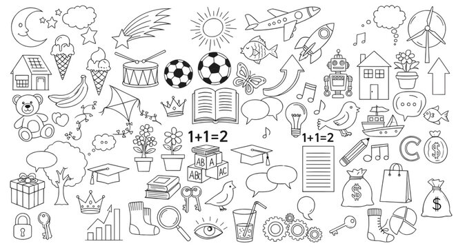 HandDrawn Doodle Collection Educational and Everyday Life Objects