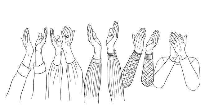 Hand Gestures Clapping Applause and Covering Eyes  Line Art Graphics
