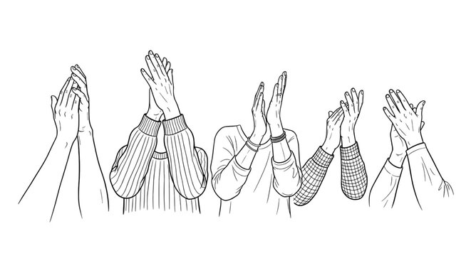Line Art Hands Clapping Applause Celebration Graphics