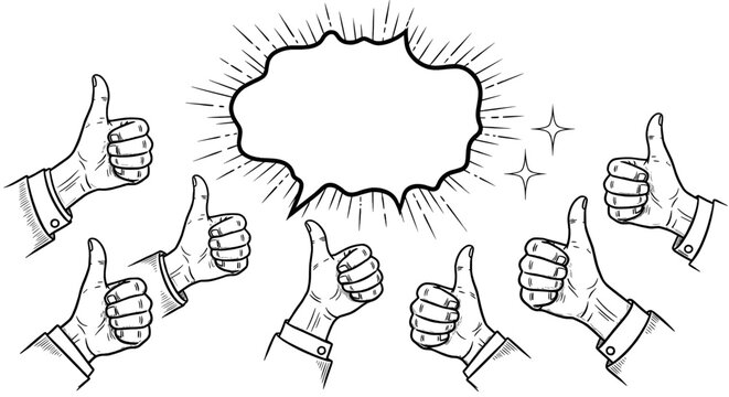 Thumbs Up Graphic Positive Feedback Illustration Hand Drawn Design