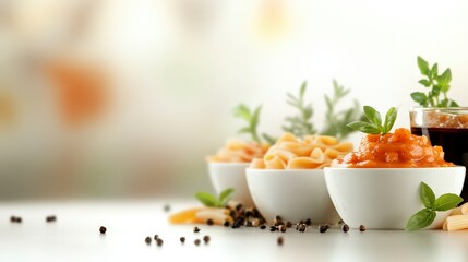 Detailed Illustration of Pasta Dishes Highlighting the Chemistry of Ingredients and Cooking Techniques