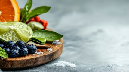 Fresh, Vibrant, and Colorful Raw Vegan Snacks with Exotic Fruits on a Wooden Board