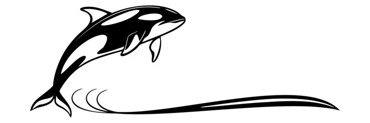 Line art silhouette orca illustration