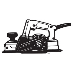 silhouette image of wood planer machine with white background