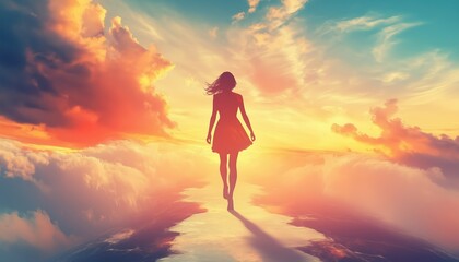 Obraz premium Empowered Woman Takes Charge Of Her Goals: Embracing Self-Love, Achieving Dreams, And Navigating The Path Of Personal Growth