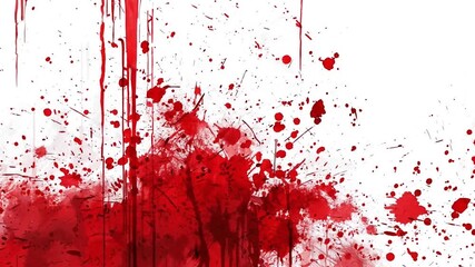 Effect of dripping blood or red paint, with splatters and smudges of different shades of red. Graphic and visual resource for a true crime, isolated on a transparent white background - Powered by Adobe