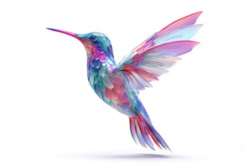Obraz premium Colorful 3D hummingbird in flight