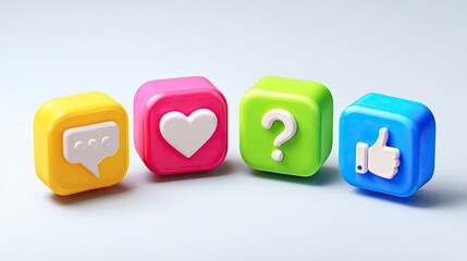 Four colorful 3D social media icons