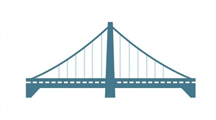 Obraz premium Simple, flat illustration of a suspension bridge