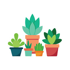Obraz premium Flat Collection Of Succulents In Cartoon Po