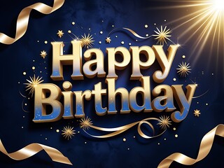 Golden Happy Birthday card.