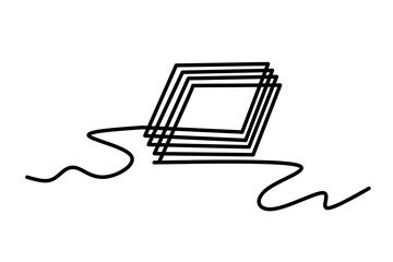 frame continuous line drawing.one stacked square line 