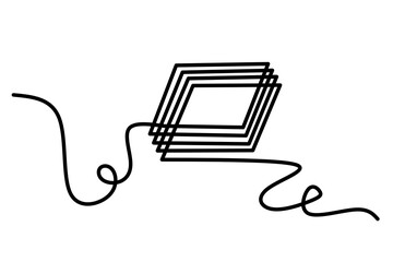 frame continuous line drawing.one stacked square line 