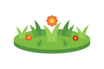 Fototapeta premium Cartoon Flower Bed With Circular Grass Border