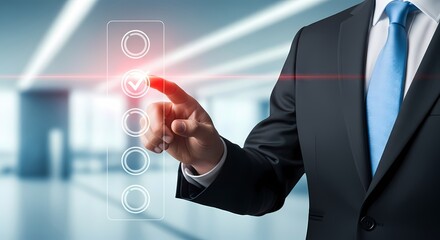 Obraz premium Businessman Selecting Option Checklist Photo