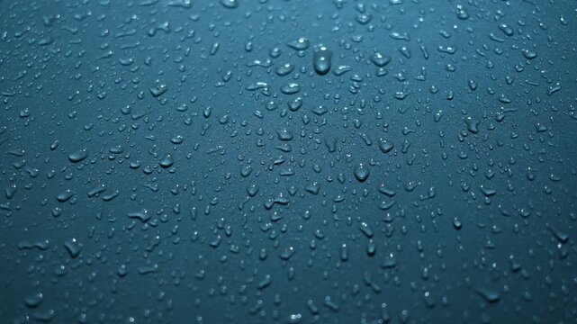 A wet surface with many drops of water on it. The water droplets are scattered all over the surface, creating a sense of movement and fluidity