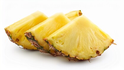 fresh pineapple slices isolated on white background for culinary use