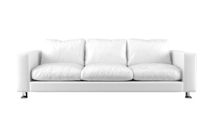Obraz premium White Leather Sofa with Minimal Design on Transparent Background