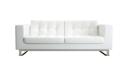 Obraz premium White Leather Sofa with Minimal Design on Transparent Background
